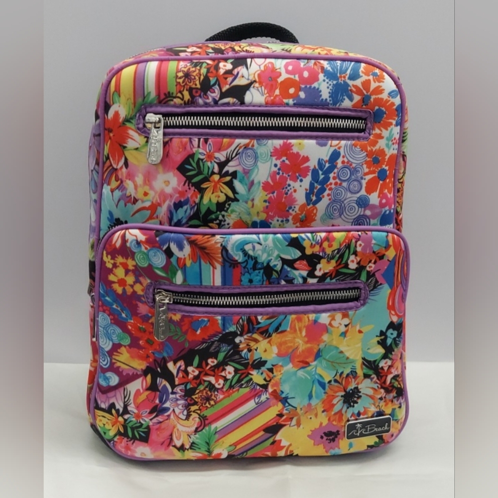 Beach Brand Backpack "You will fill me with joy" Multicolor 11" X 11" NWT